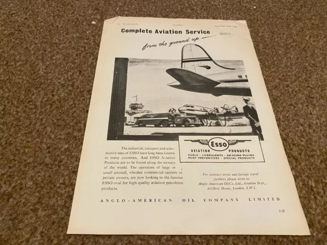 Ac35 Advert 11X8 Esso Aviation Products - Anglo American Oil Company Ltd