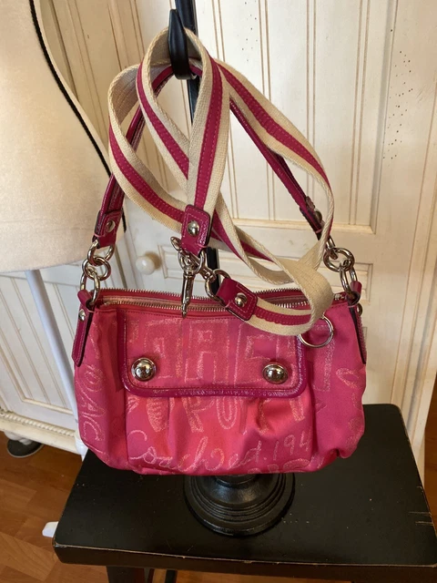 Coach 15302 Poppy Storypatch Groovy Pink Convertible Crossbody/Shoulder Bag Euc