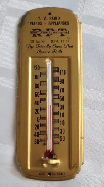 Robertson Pingle Tv Radio Piano Sales Advertising Store Metal Thermometer Old
