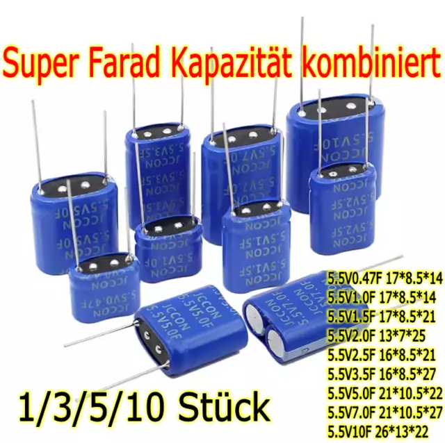 Farad Super Kondensator 5.5V 0.22F 0.47/1/1.5/2/4/5/10F  Abgedichtete/kombinierte