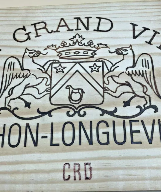 Sign Wood Crate Original 2001 1er Grand Vin Pichon- Longueville 31X18 3