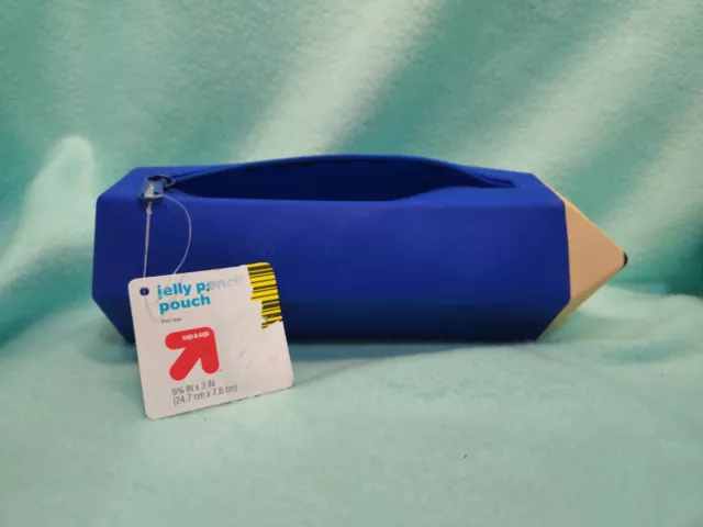Pencil Shaped Silicone Pencil Case w Zipper. Royal Blue. Up&Up. Crafts, make-up