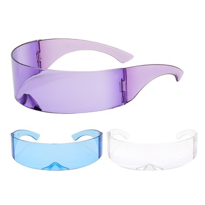 KINGDUO Occhiali da Sole Futuristici A Specchio con Lente Stretta Avvolgere Visiera Robot Costume Avvolgere Occhiali-Blu 