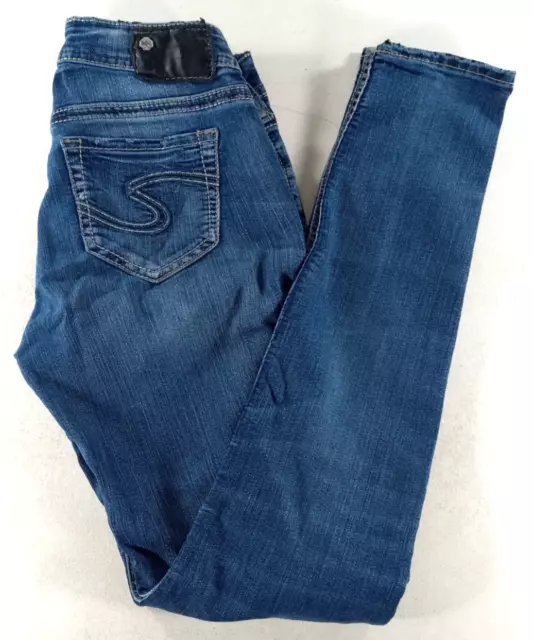 Suki Mid Rise Denim Blue Jeans Super Skinny Stretch 26/31 Silver Jeans Co