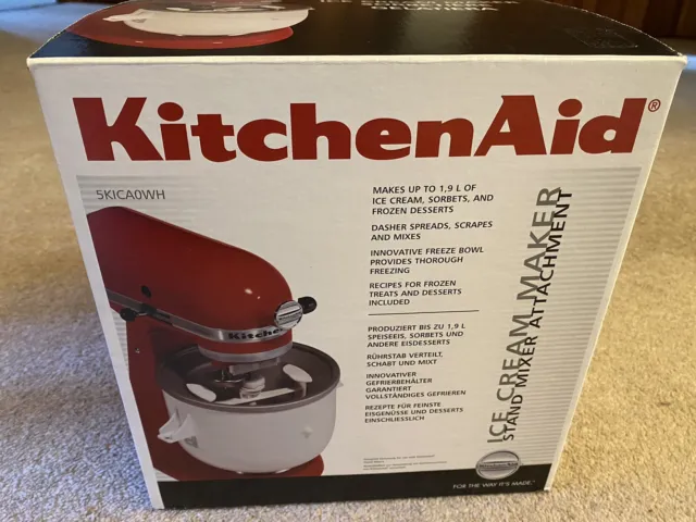 KitchenAid (5KICA0WH) Ice Cream Maker, Stand & Mixer Attachments - NEW & UNUSED