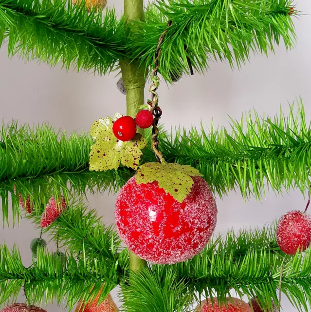 Apfel alter Christbaumschmuck Weihnachtsschmuck Sebnitz Watte Gansfederbaum