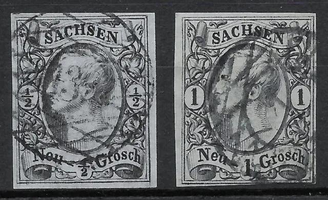 Sachsen 1855 . MiNr. 8+9 . 1/2 und 1 Neugroschen . gestempelt