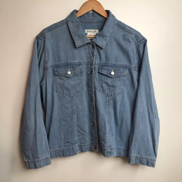 Coldwater Creek Denim Jean Jacket Womens Large Button Down Blue Light Wash