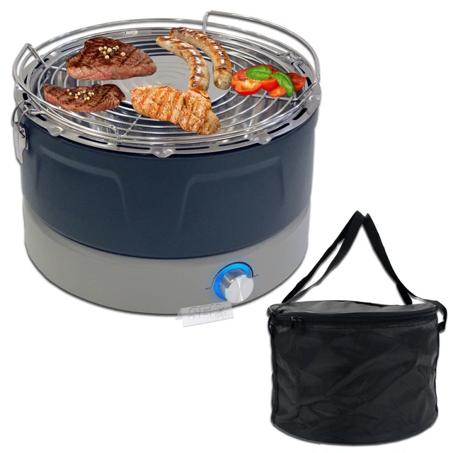 Quigg Holzkohlegrill mit elektrischer Belüftung mobil kompakt raucharm Grill