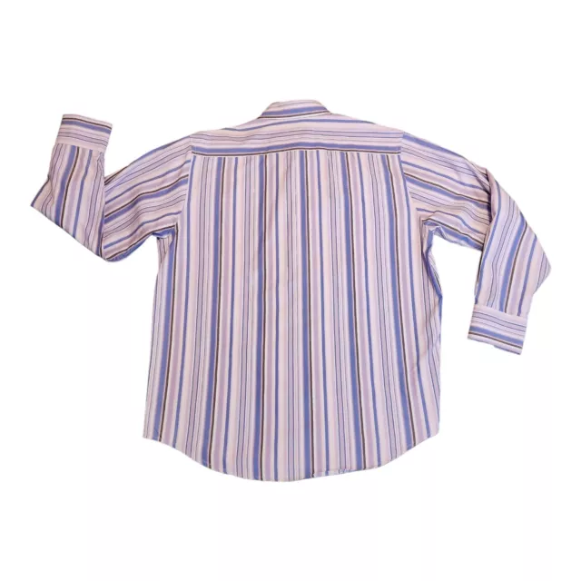 MERONA SHIRT MEN'S Large Lavendar & Blue Striped Long Sleeve Button Up ...