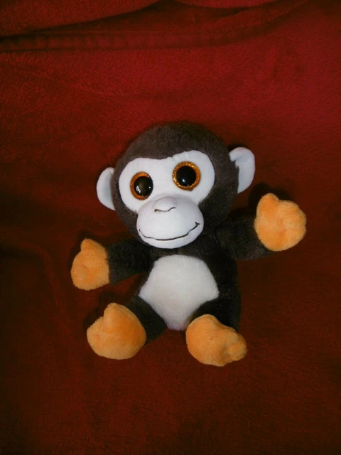 Doudou Peluche Gipsy Singe Marron Blanc Orange 20 cm Petillous color Neuf