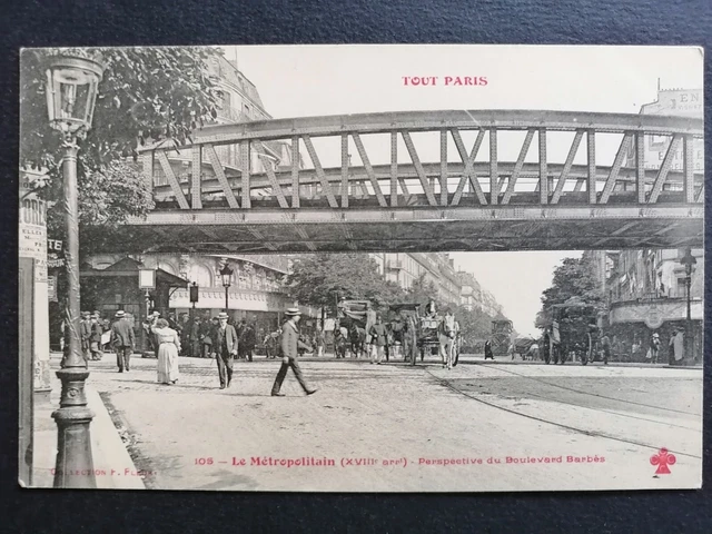 cpa PARIS Le MÉTROPOLITAIN Boulevard BARBÈS Attachages Agent Collection FLEURY