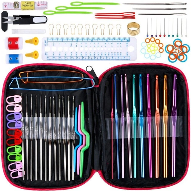 Juego de manualidades de tejido ganchillo ganchillo metal ganchillo 100 piezas ganchillo bolsa de punto agujas