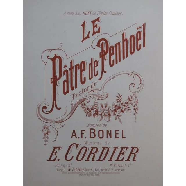 CORDIER Ernest Le Pâtre de Penhoël Chant Piano Hautbois