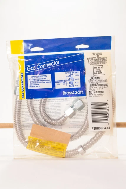 Brass Craft PSBRSD54-48, Gas Connector, 3/8" x 48" Tube