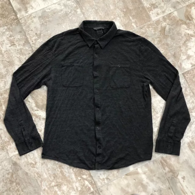 John Varvatos Men Silk Blend Knit Button Up Shirt Size Large Long Sleeves Casual