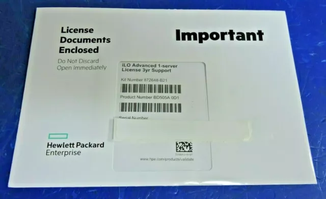 Neuf HPE BD505A 0D1 HP Oit Avancé Serveur Licence 3Yr Support 872648-B21 Scellé