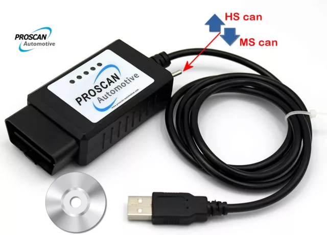 FORScan OBD2 Code Reader ELM327 Scanner Adapter USB Diagnostic Tool for Ford