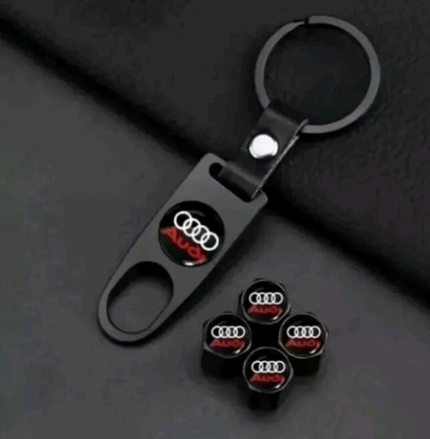 Audi S-Line Schlüsselanhänger Aus Metall & Rindsleder – Rot Kontrastnaht, Made In Germany