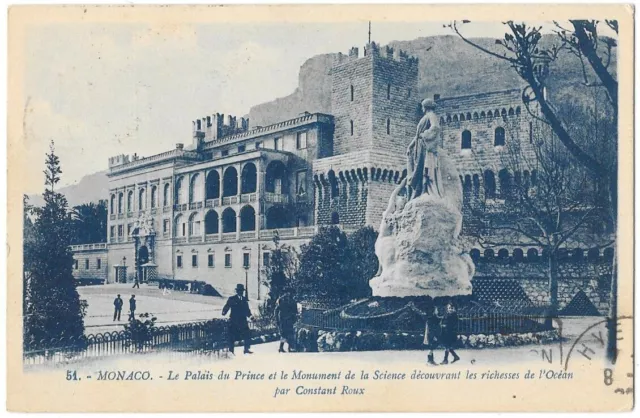 MONACO Le Palais du Prince et le Monument de la Science CPSM animée écrite ~1926