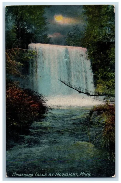 Minneapolis Minnesota Postcard Minnehaha Falls Moonlight Night Moon 1910 Antique
