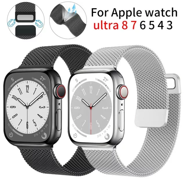 Magnetic Loop For Apple Watch Band Milanese Strap Metal Series Ultra 9 8 7 6 SE