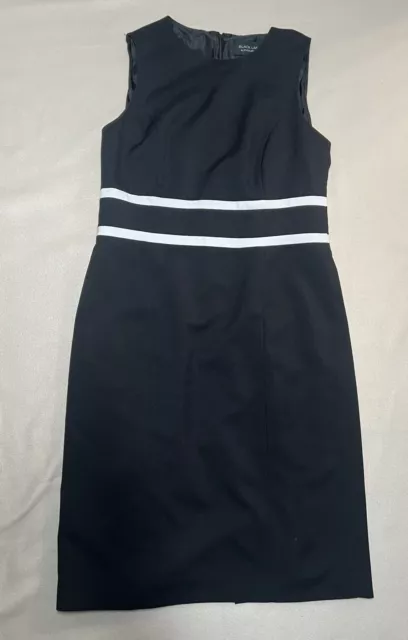 Black Label By Evan Picone Women's Sleeveless Sheath Dress Black/White Sz 6