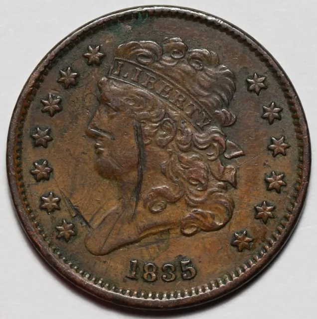 1835 Classic Head Half Cent - Scratches - US 1/2c Copper Penny Coin - L44