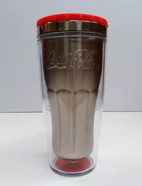 Coca-Cola 16 oz  Insulated Travel Mug Tumbler with Lid Embossed Stainless