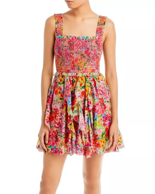 ALICE + OLIVIA Jocelyn smocked floral-print cotton mini dress Size 6