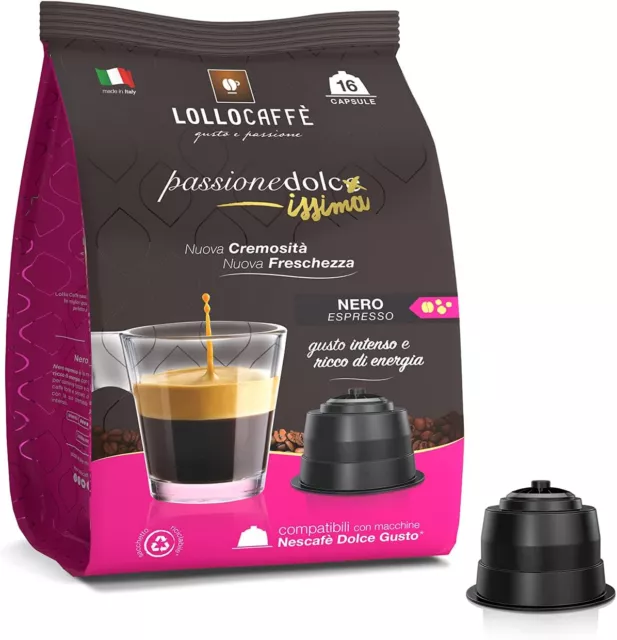 192 Cialde Capsule Lollo Caffe Miscela NERA NERO Compatibili DOLCE GUSTO NESCAFè