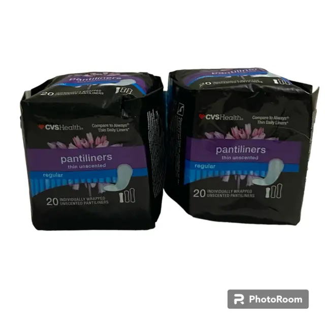CVS Pantiliners 20 count Thin Regular Unscented Set of 2 Breathable Individual