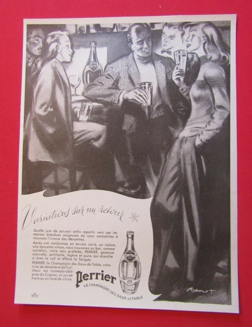 Advertising Pub Vintage Publicite Ancienne Advert 6.4 Perrier Le Champagne Breno