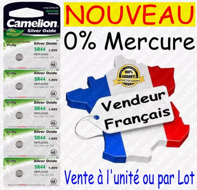 Piles/Battery Oxyde d'Argent 1,55V pour Montre SR44 G13 357 LR44 - Liv. Gratuite