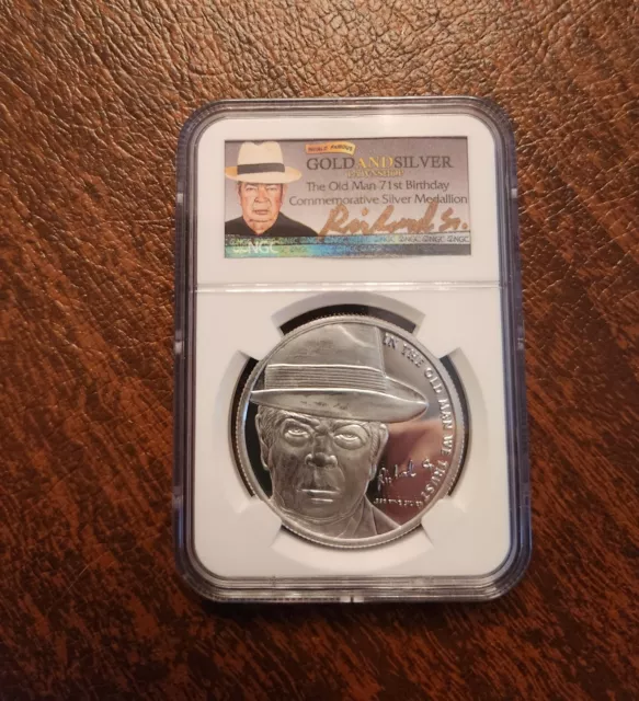 NGC | Pawn Stars - 1 Ounce Silver The Old Man 71st Birthday Medallion SIGNED