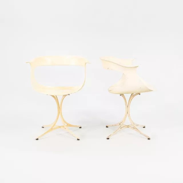 1950s Pair of Erwine and Estelle Laverne Lotus Arm Chairs with White Fiberglass