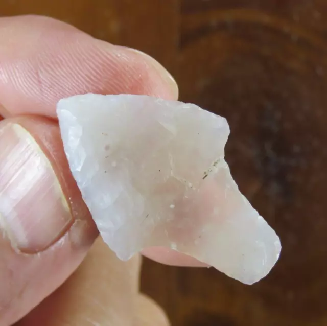 Nice white translucent chalcedony Archaic point, eastern Colorado 1.5/8 in.