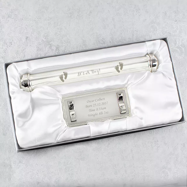 Engraved Silver Plated Certificate Holder Baby Boy Girl Christening Baptism Gift