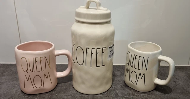 Rae Dunn LARGE COFFEE CANNISTER AND 2 MUGS