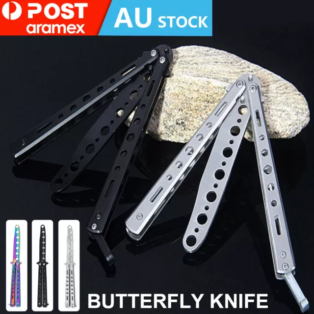 CSGO Rainbow Butterfly Balisong Comb knife Metal Folding Practice Training Tool