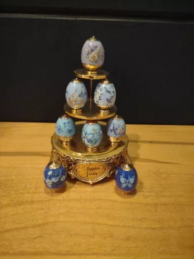 Franklin Mint Sapphire Garden House of Faberge Set Of 8 Eggs