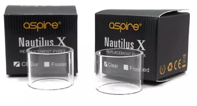 2 Pack Genuine  Aspire Nautilus X Replacement Pyrex Glass Tank Tube