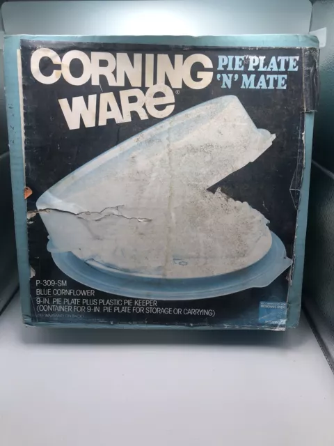 New Old Stock Sealed Corning Ware Blue Cornflower 9" Pie Plate ‘N Mate Vintage
