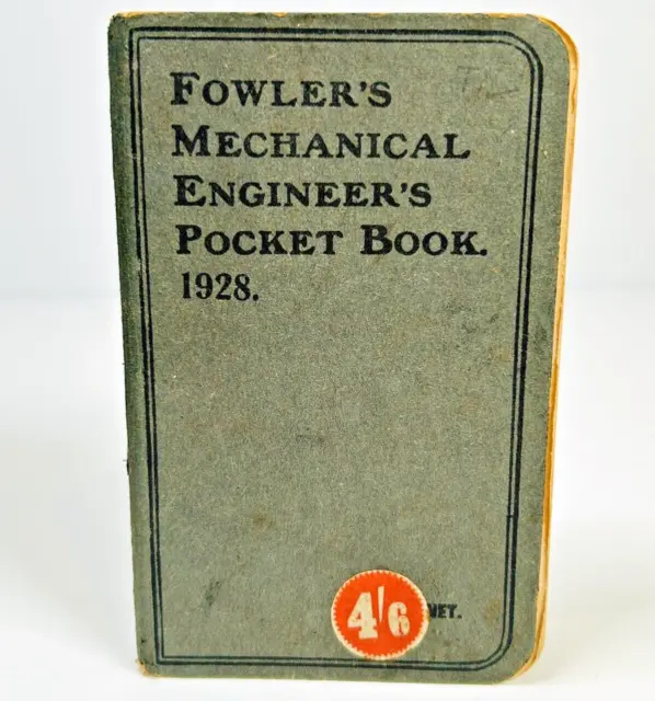 Fowlers Mechanical Engineer's Pocket Book 1928 Engineering Vintage Advertising