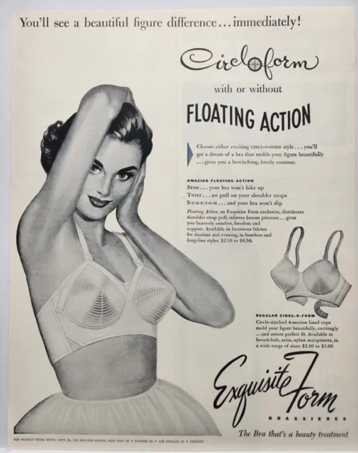 1953 Circl- 0 -Form Bra Underwear MCM Vtg Print Ad Man Cave Poster Art Deco 50's
