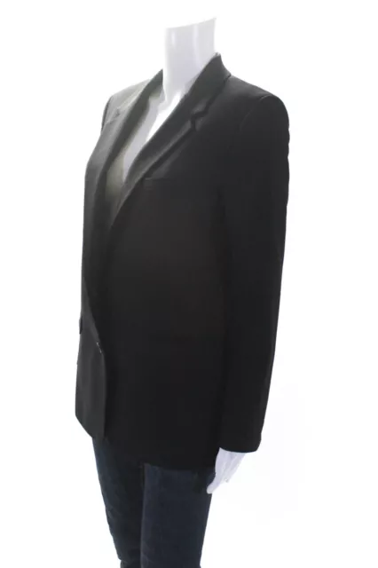 Helmut Lang Womens Black Wool One Button Long Sleeve Blazer Jacket Size 10 3