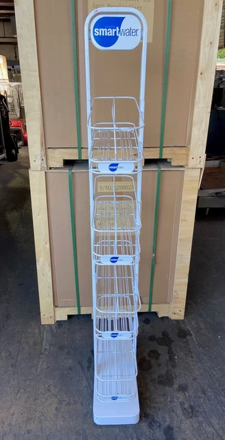 Smart Water Retail Gravity Feed Beverage Bottle / Can Rack 4 Tier Slant White