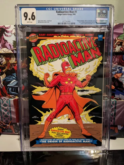 The Simpsons Radioactive Man #1 CGC 9.6 w/Poster Glow in the Dark Bongo  1993 🔑