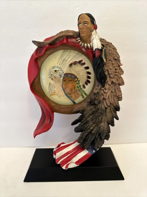 Resin Native American Dream Catcher - Indian Brave w/ Flag