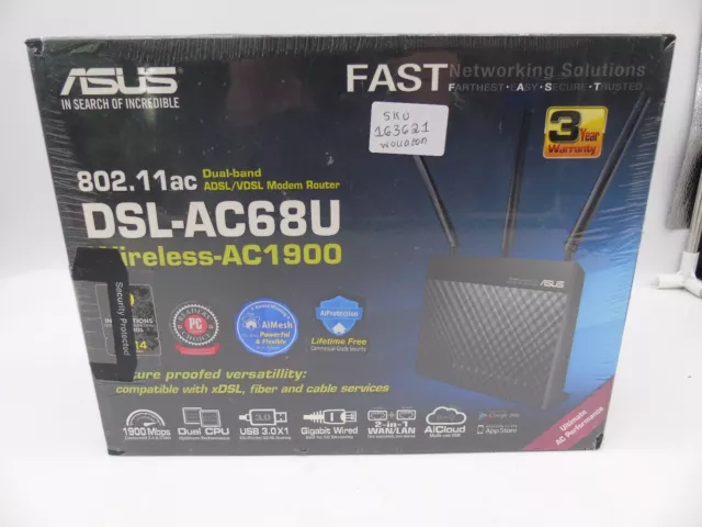 Asus DSL-AC68U Wireless AC1900 ADSL/VDSL Modem Router Dual Band New